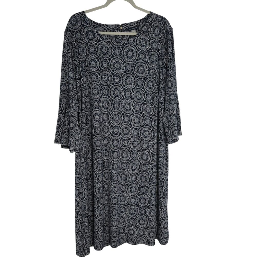Tommy Hilfiger Dress Shift Knit Midi Navy Blue White Size 22W Preppy Casual NEW